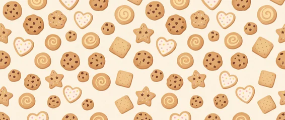 Abstract Soft cookie pattern. Simple cute cookie flat seamless pattern. © Watercolor_Concept