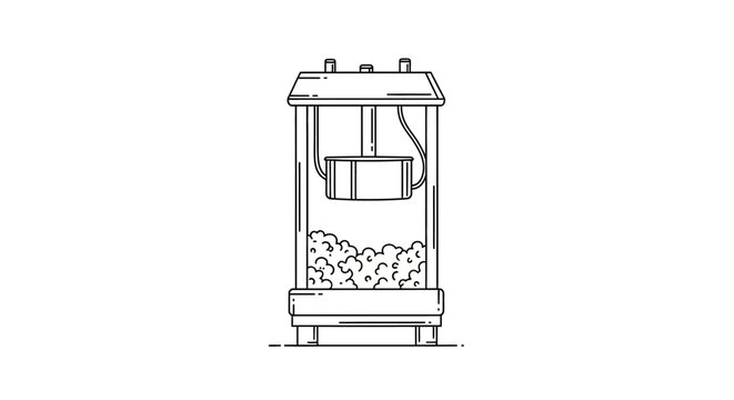 Illustration of a vintage popcorn machine with glass container.