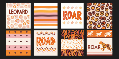 Leopard print and safari themed patterns a collection of vector illustrations © Bipul