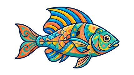 Fototapeta premium Colorful ornate fish illustration isolated