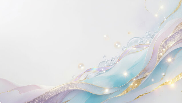 Abstract flowing blue and gold wave background 青と金の流線抽象背景イラスト