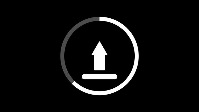 Upload symbol with loading progress bar animation design. Upload progress, load game data, buffering process.