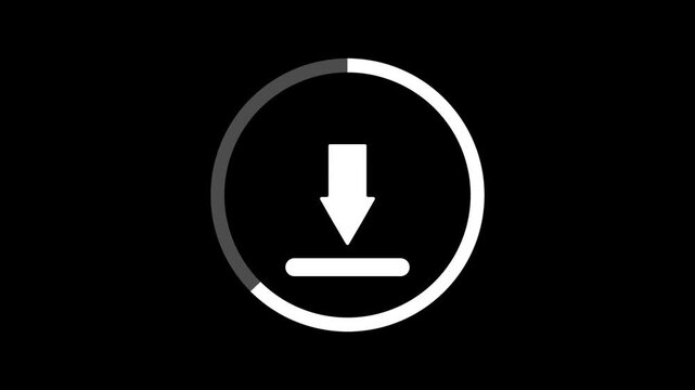 Download symbol with loading progress bar animation design. download progress, load game data, buffering process.
