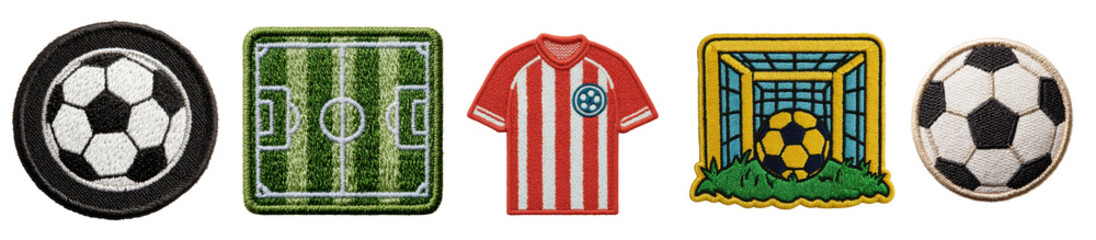 soccer embroidered patches collection with footballs national team jersey badge and goal