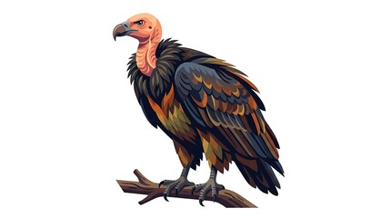 Obraz premium Vulture bird perched on branch