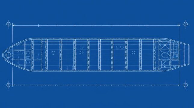 Cargo Ship Blueprint Technical Drawing for Naval Engineering