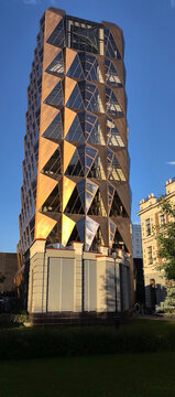 Futuristic Skyscraper of Russian Copper Company Headquarters with Geometric Facade in Yekaterinburg Russia