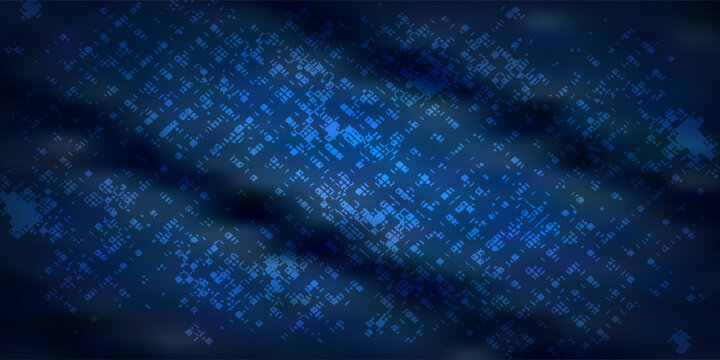 Abstract dark blue grunge tech background with distressed digital patterns and textured mesh waves
