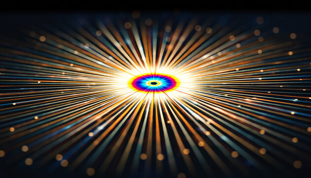 Golden Energy Core Background 黄金のエネルギーコアが輝く放射状背景 イラスト
