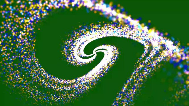 Shiny stars glitter and particles circle, dust and glitter particles on green background, bstract gold glitter particles with shining stars falling and overlay effect, golden luxury christmas. 4k