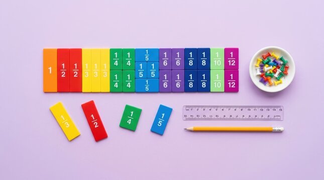 Colorful Educational Math Toys and Supplies for Kids Learning.