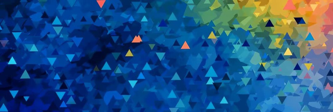 Abstract blue and green mosaic digital art with small triangular shapes