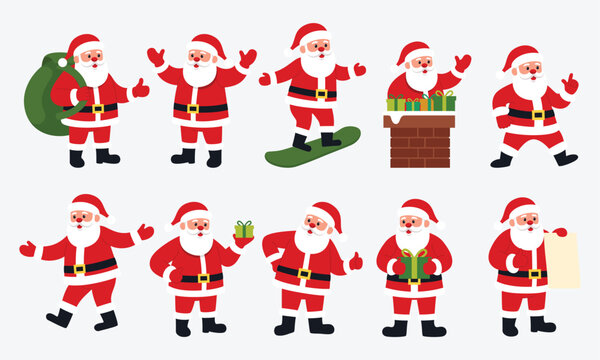 Santa claus characters graphic vector illustration set