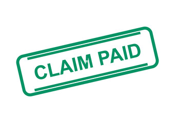 Fototapeta premium Green ink rubber stamp mark with the text claim paid isolated on a plain white background for business financial use isolated on transparent background