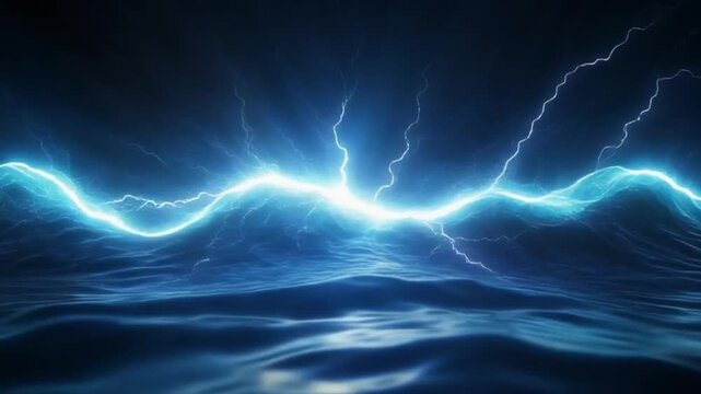 Stylized lightning wave sweeping horizontally across frame, with dynamic refractive glow and realistic atmospheric ripples, set against a clean bright high contrast background