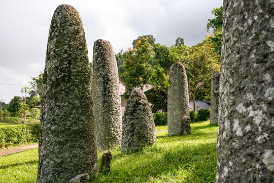 Bori Parinding is an ancient megalithic funeral site located close to Rantepao in Tana Toraja, South Sulawesi, Indonesia, Asia