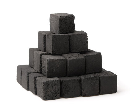 Pyramid of natural charcoal cubes