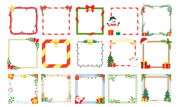 Christmas frames graphic vector illustration set