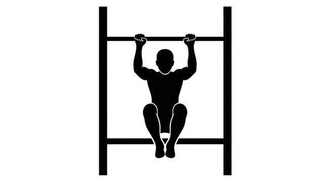 Man doing pull-ups on a bar in black silhouette