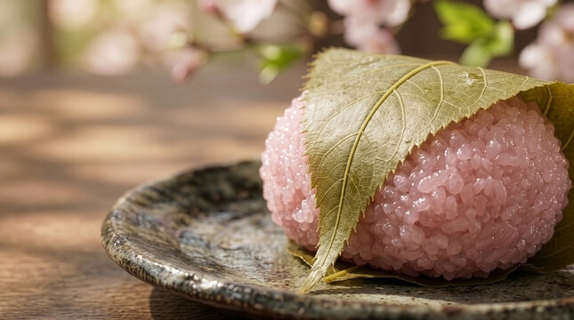 Authentic Spring Nostalgia: Advertising Macro of Sakura Mochi and Pickled Leaf