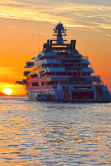 Luxury yacht and beautiful sunset in the sea. Yachting. Sailing  © Alvov