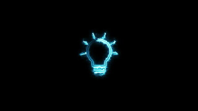 glowing line electricity lightbulb animation. lamp sign