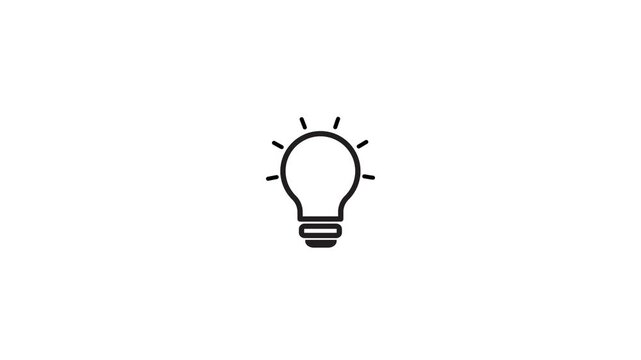 electricity lightbulb animation. lamp sign, idea icon 