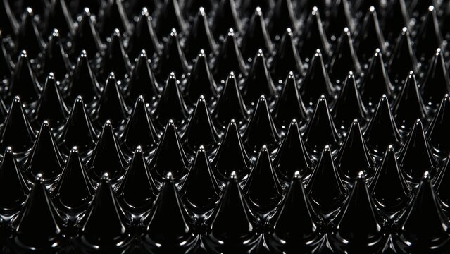 Macro of Magnetic Ferrofluid Spire Peak Array