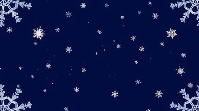 Seamless winter snowflake pattern on dark blue background
