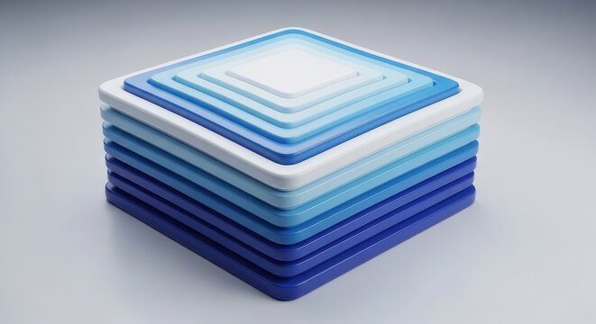 Stack of blue and white square coasters