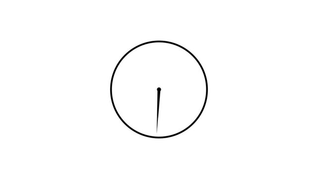 Clock Counting Down 24 Hour Day Fast Speed. Clock with moving arrows.Abstract new analog clock icon animation.on a white background,with 4k video.