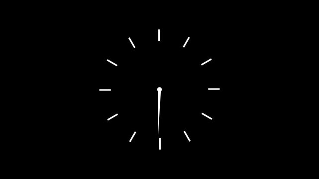 Analog clock spinning and 24 hours timer clock icon animation.on a black background,with 4k video animation.