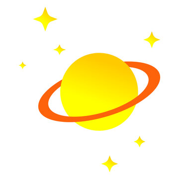 planet saturnus Flat Icon: Creative Business Launch and Education Innovation Concept Isolated on White