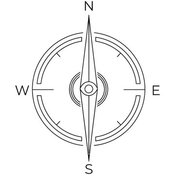 Minimalist compass navigation icon with cardinal directions, navigation