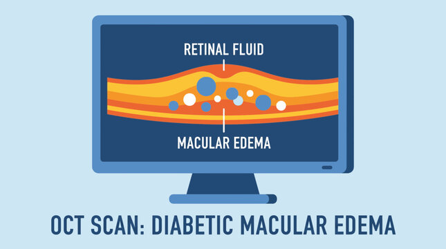 Diabetic Macular Edema OCT Scan Retinal Fluid Accumulation