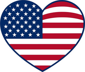 Fototapeta premium American flag heart shaped vector illustration with stars and stripes on a white background