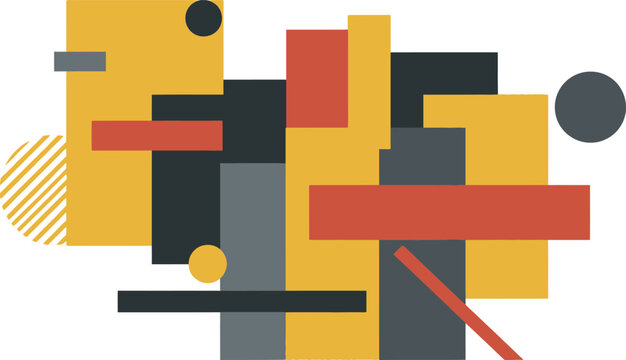 Vibrant geometric shapes assemble abstract composition on digital canvas