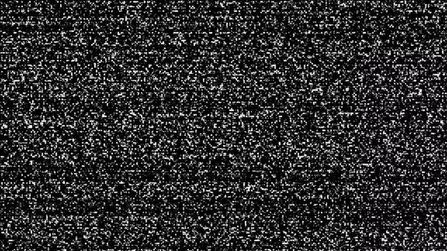 Glitch Analog Static Noise texture. Monochrome, black and white offset flickering noise. Screen damage TV effects and artifacts. VHS. Bad interference. Retro 80s, 90s 4k video