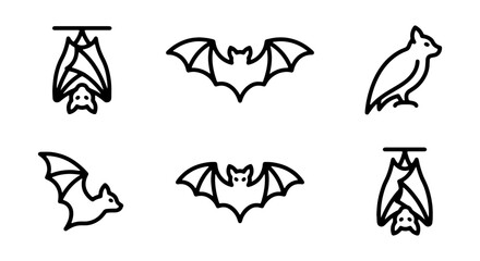Obraz premium Bat Icons Set: Flying, Hanging, Silhouette Vector Graphics for Halloween & Nature