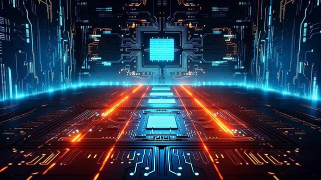 Digital technology green cyberpunk abstract background