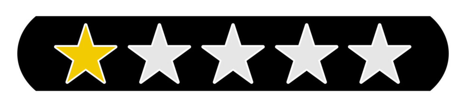 Schwarzer Button: Bewertung 1 Stern - Stern Icons