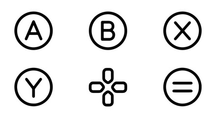 Retro Game Controller Buttons, Vector Icons Set: A, B, X, Y, D-pad, Select © NST