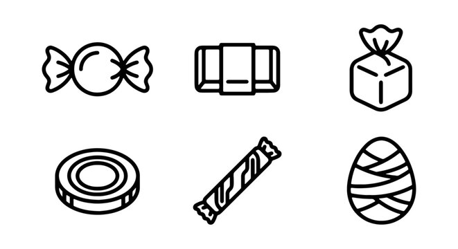 Candy Icons, Sweet Treats Collection, Confectionery Vector Set, Delicious Desserts
