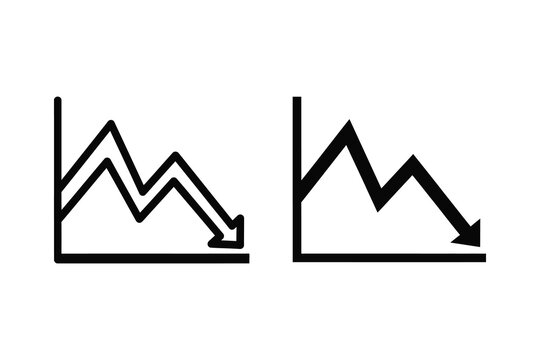 Line graph vector illustration showing downward trend