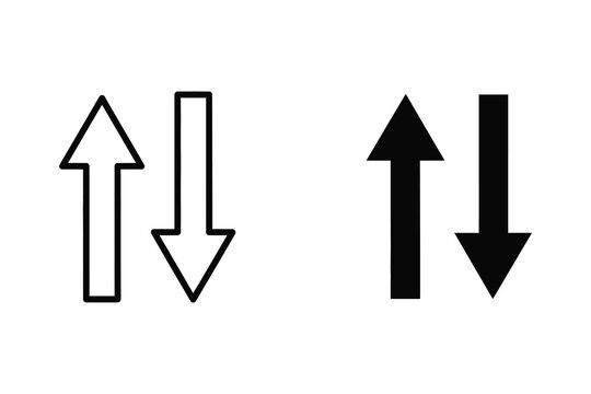 Up and down arrows vector illustration, line and solid