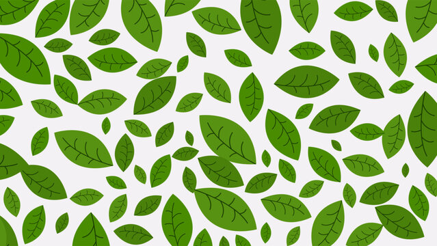 Green Leaves Seamless Pattern Background - Fresh Nature Foliage Design