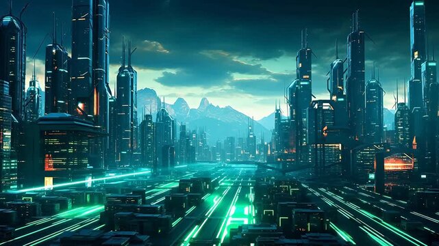 Digital technology green cyberpunk abstract background