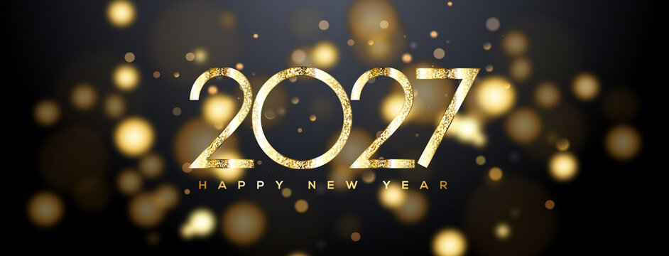 Happy New Year 2027 Greeting Card, Banner, Background