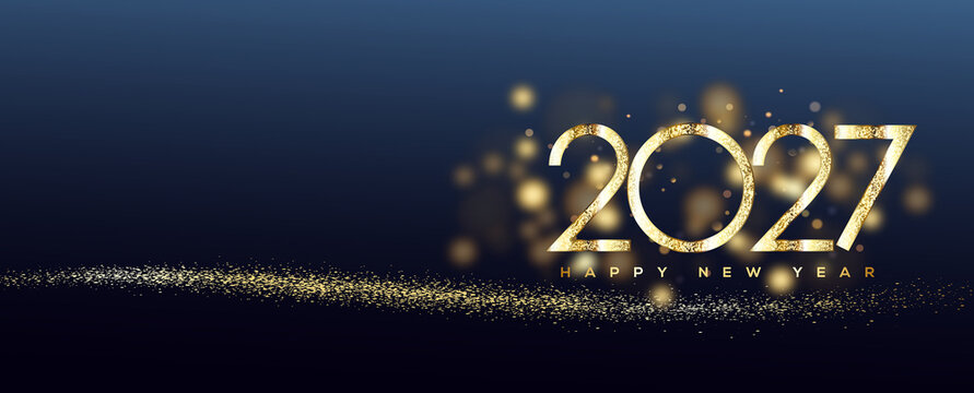 Happy New Year 2027 Greeting Card, Banner, Background