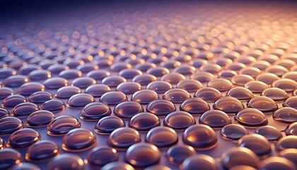 Obraz premium Droplets arranged on a patterned surface under warm lighting
